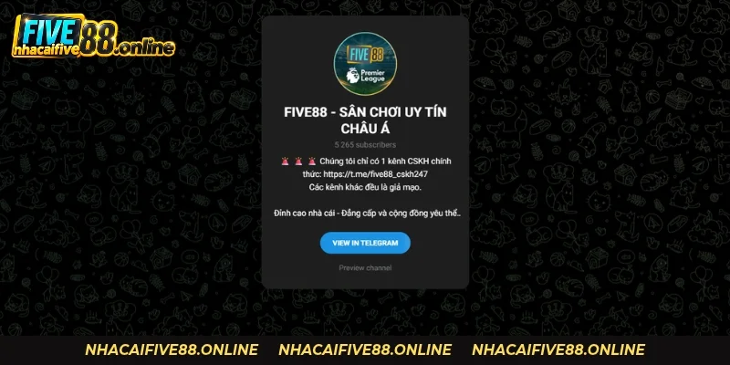 Liên Hệ Five88: Live Chat 24/7, Telegram CSKH Và Hotline Telegram thông báo của Five88 chỉ có 1 kênh chính thức